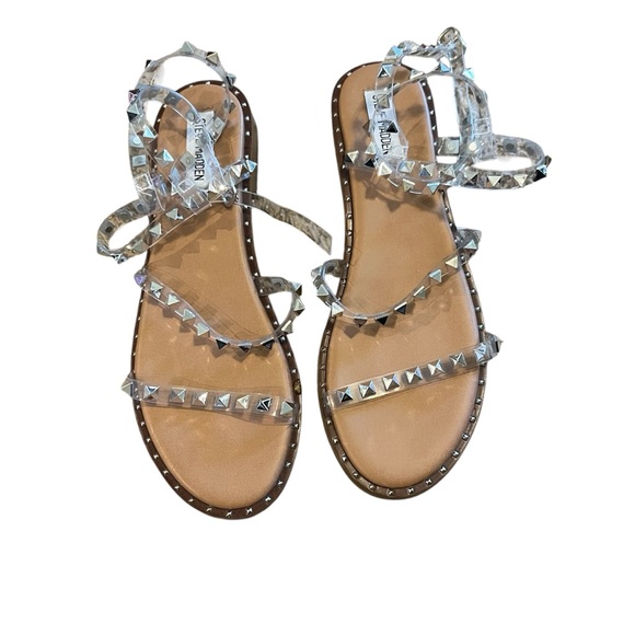 Steve Madden Clear Travel strappy studded Sandals Size 9.5 - Picture 1 of 4